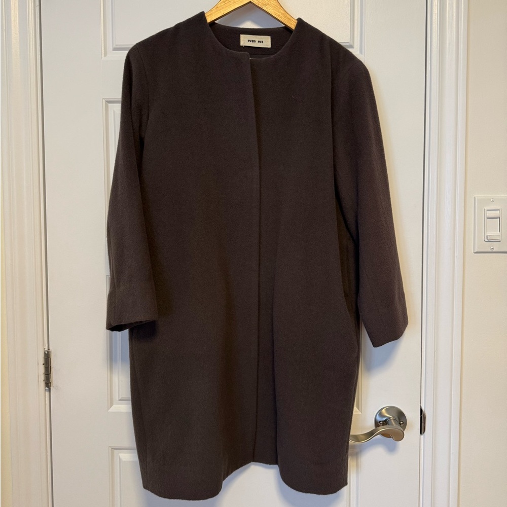 Evam Eva charcoal collarless angora light jacket